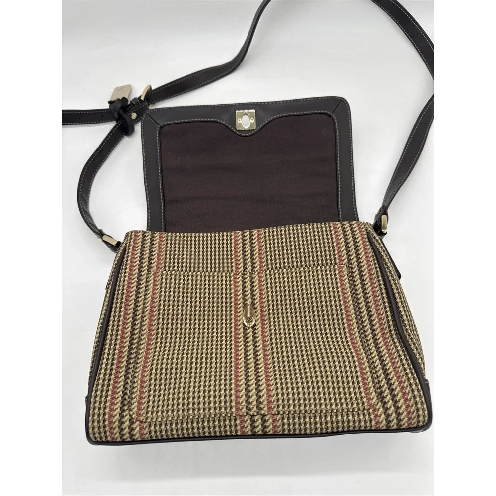 Liz Claiborne Accessories Crossbody Bag Brown Leather Multicolored With Straps